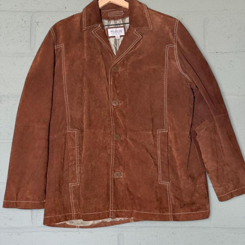 Vintage Wilsons Leather M Julian Suede Chore Blazer Jacket Brown Large Y2K